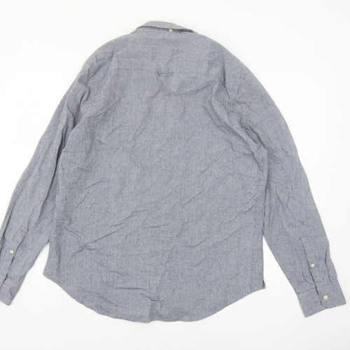 Cult Studios Men's Blue Cotton Blend Long Sleeve Button-Up Shirt XL