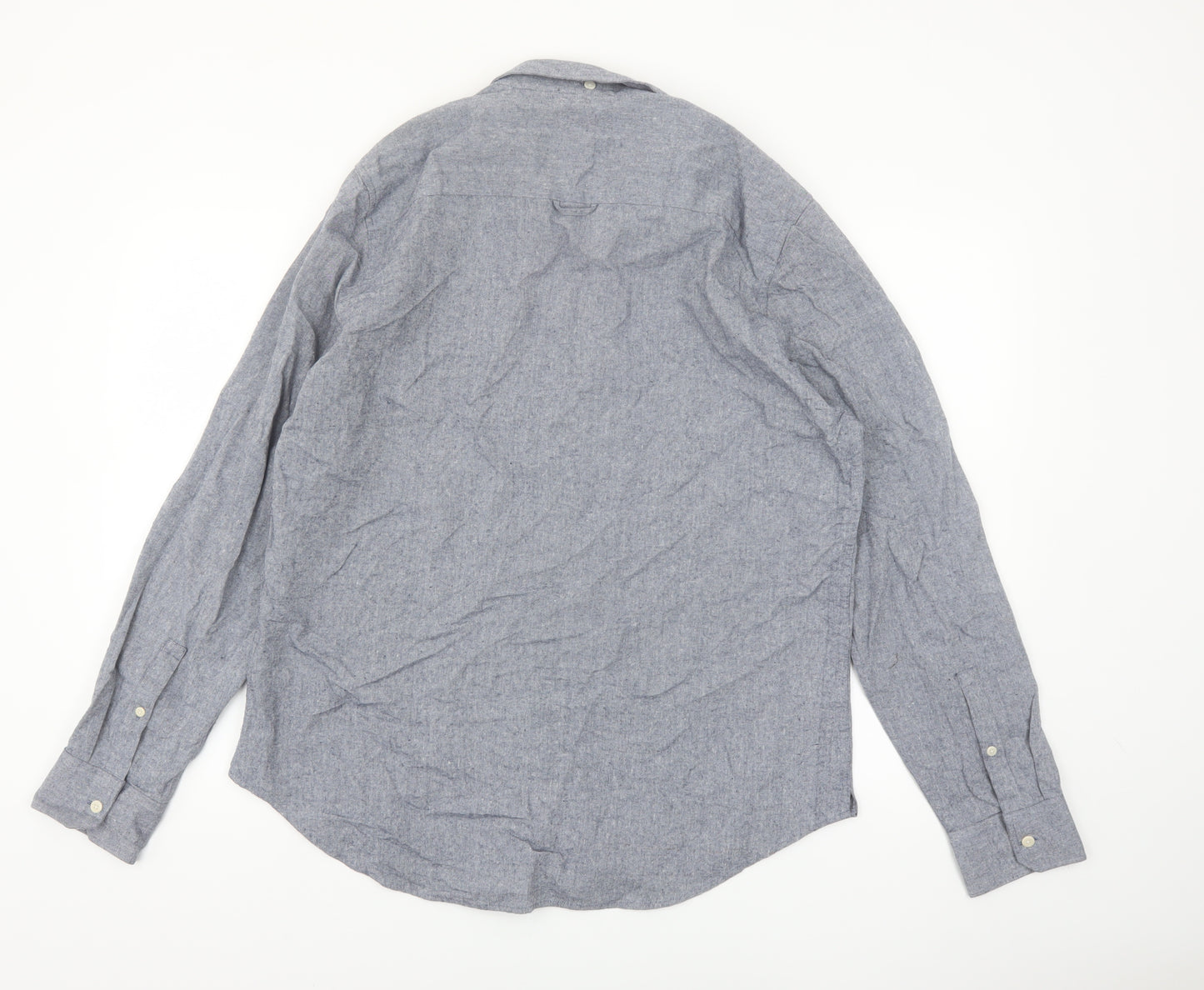 Cult Studios Men's Blue Cotton Blend Long Sleeve Button-Up Shirt XL