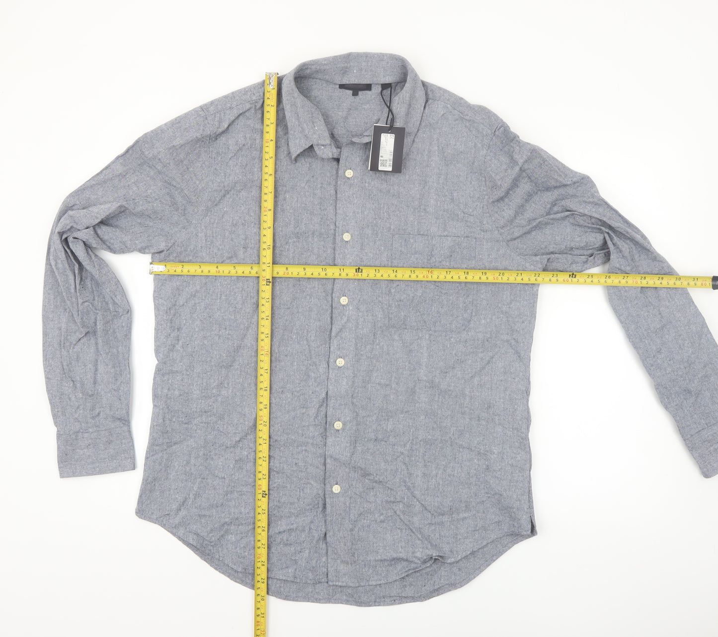 Cult Studios Men's Blue Cotton Blend Long Sleeve Button-Up Shirt XL