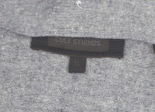 Cult Studios Men's Blue Cotton Blend Long Sleeve Button-Up Shirt XL
