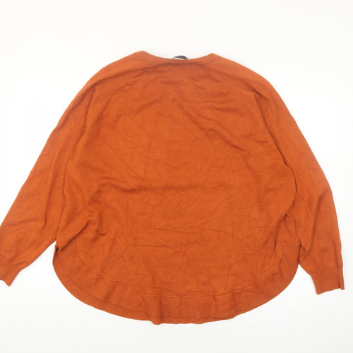 Gallery Womens Brown XL Crew Neck Long Sleeve Knit Jumper