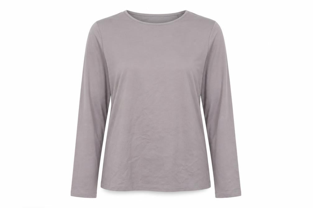 Front view of ESMARA Women’s Grey Long Sleeve Basic Jersey Top, size S