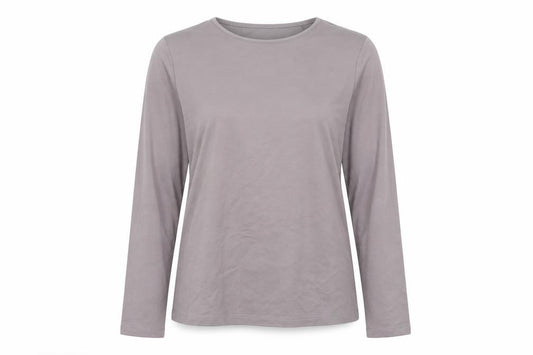 Front view of ESMARA Women’s Grey Long Sleeve Basic Jersey Top, size S