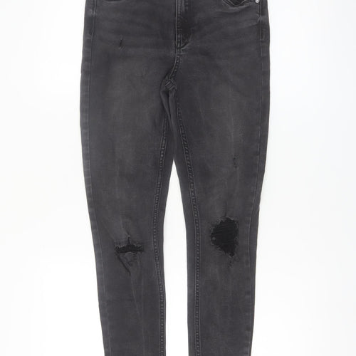 Denim Co. Womens Black Skinny Distressed Stretch Jeans Size 10