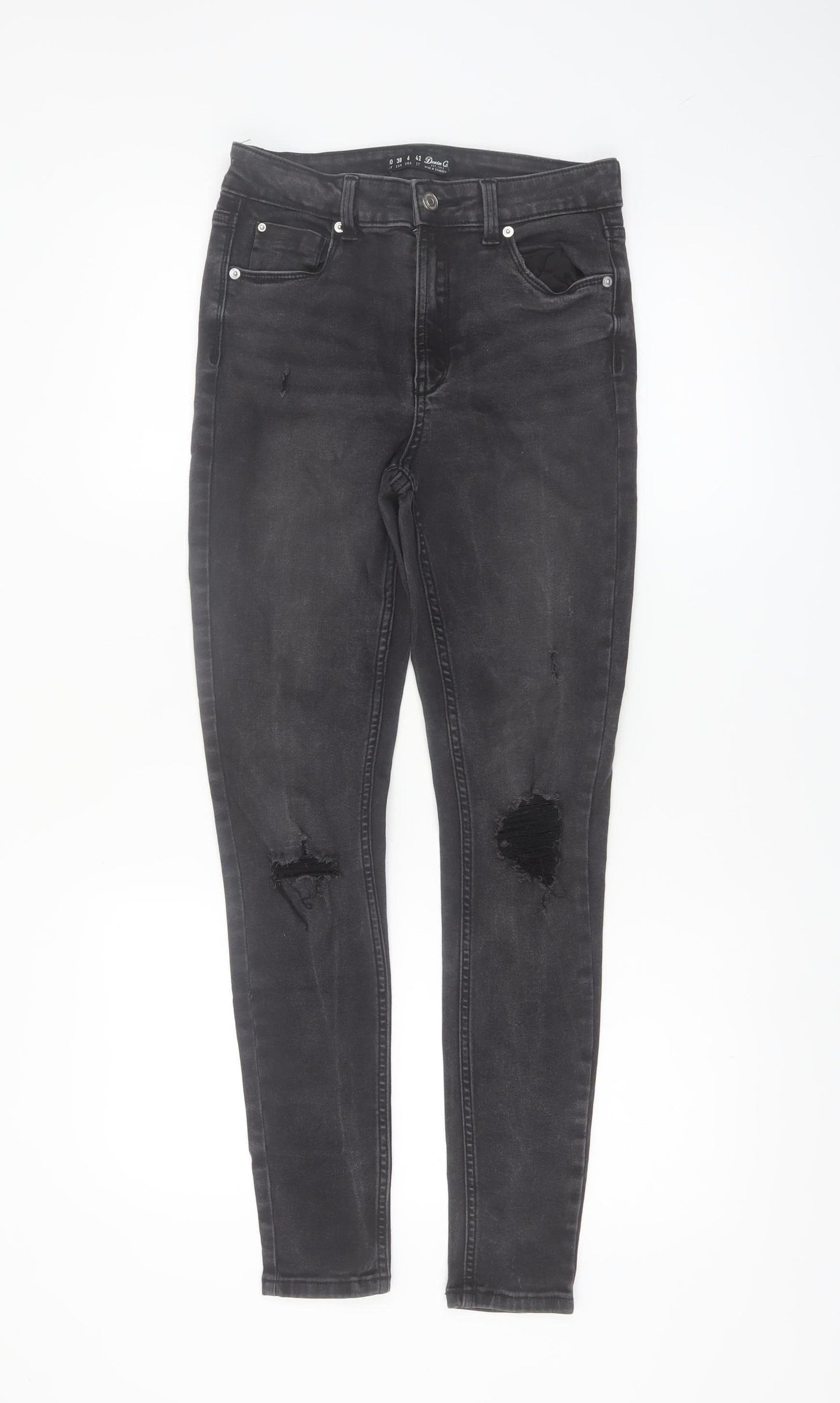 Denim Co. Womens Black Skinny Distressed Stretch Jeans Size 10