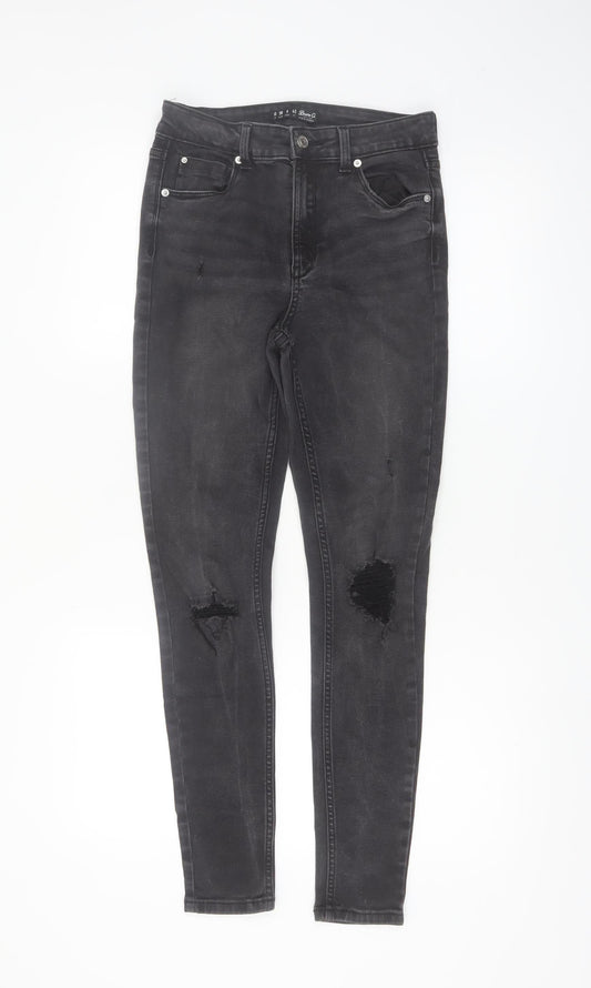 Denim Co. Womens Black Skinny Distressed Stretch Jeans Size 10