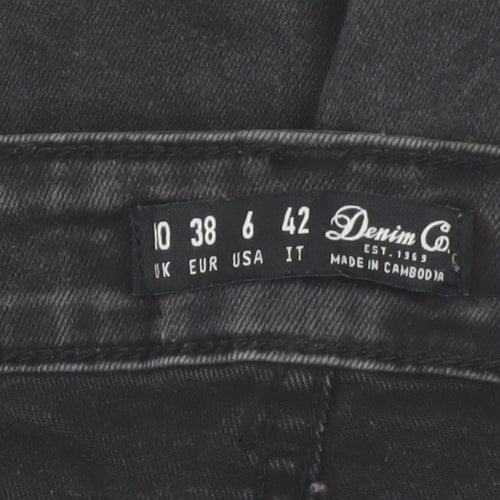 Denim Co. Womens Black Skinny Distressed Stretch Jeans Size 10