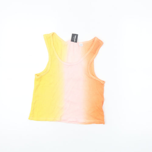 Collusion Womens Multicoloured Cropped Tank Top UK 8 Cotton Summer