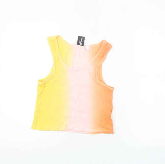 Collusion Womens Multicoloured Cropped Tank Top UK 8 Cotton Summer