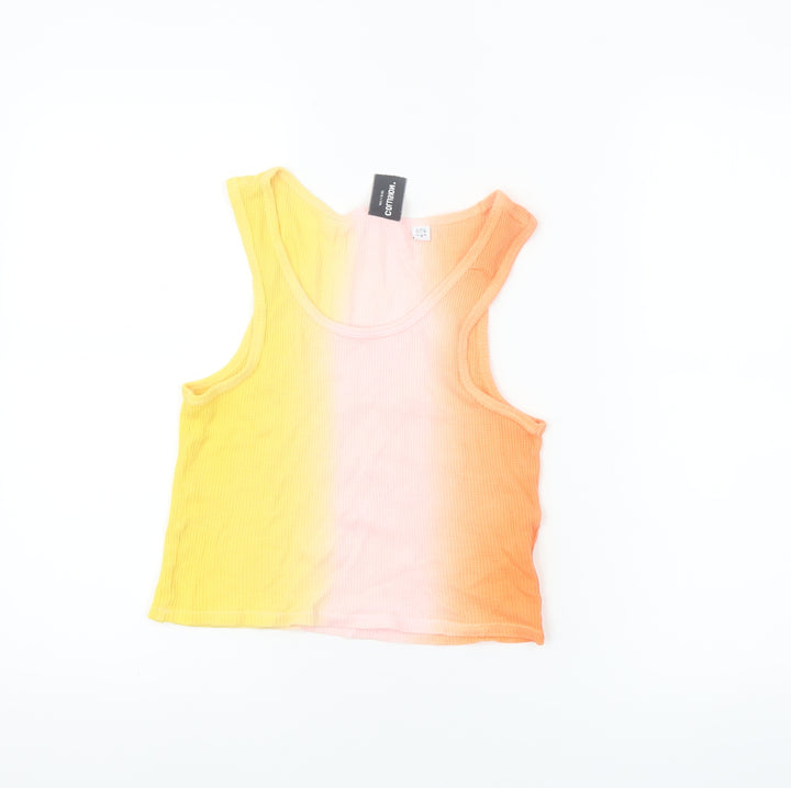 Collusion Womens Multicoloured Cropped Tank Top UK 8 Cotton Summer