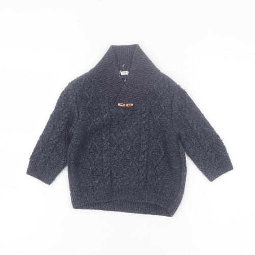 River Island Mini Blue Knit Shawl Collar Cardigan 18-24 Months
