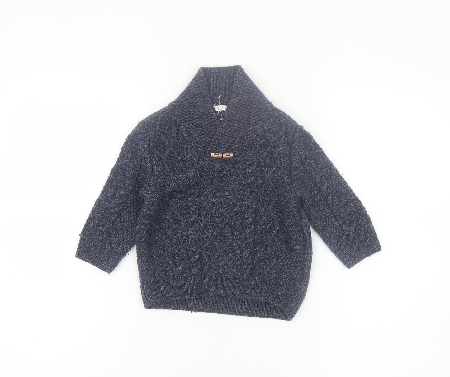 River Island Mini Blue Knit Shawl Collar Cardigan 18-24 Months