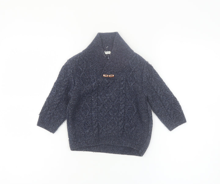 River Island Mini Blue Knit Shawl Collar Cardigan 18-24 Months