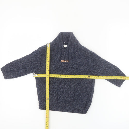 River Island Mini Blue Knit Shawl Collar Cardigan 18-24 Months