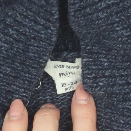 River Island Mini Blue Knit Shawl Collar Cardigan 18-24 Months