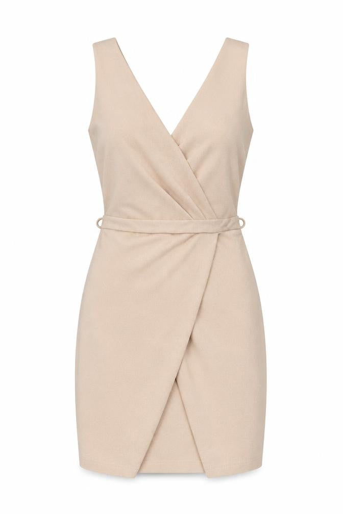 Miss Selfridge Women's Beige Size 10 Sleeveless Wrap Dress