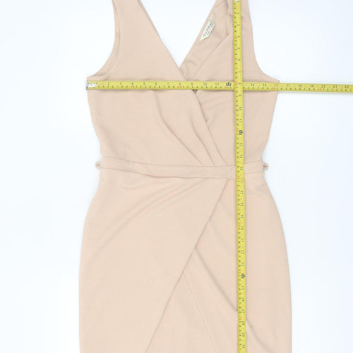 Miss Selfridge Women's Beige Size 10 Sleeveless Wrap Dress