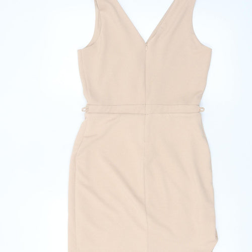 Miss Selfridge Women's Beige Size 10 Sleeveless Wrap Dress