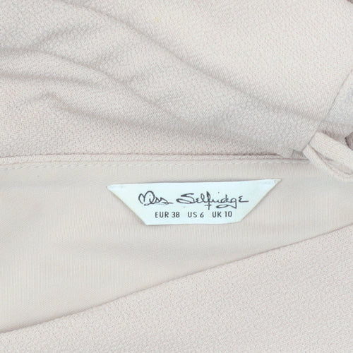 Miss Selfridge Women's Beige Size 10 Sleeveless Wrap Dress