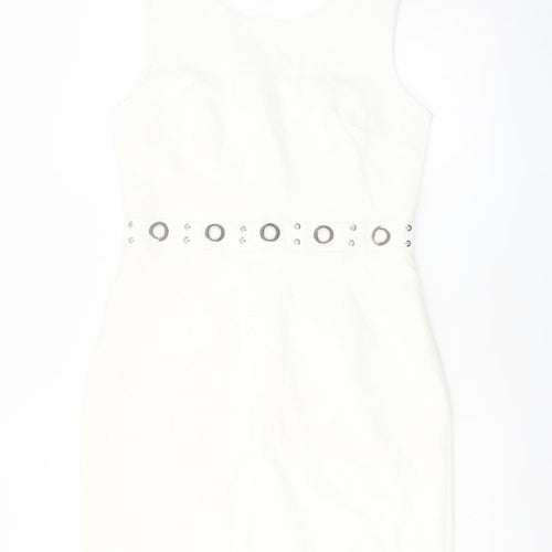J&J by Afinty Paris Women's White Bodycon Sleeveless Dress M