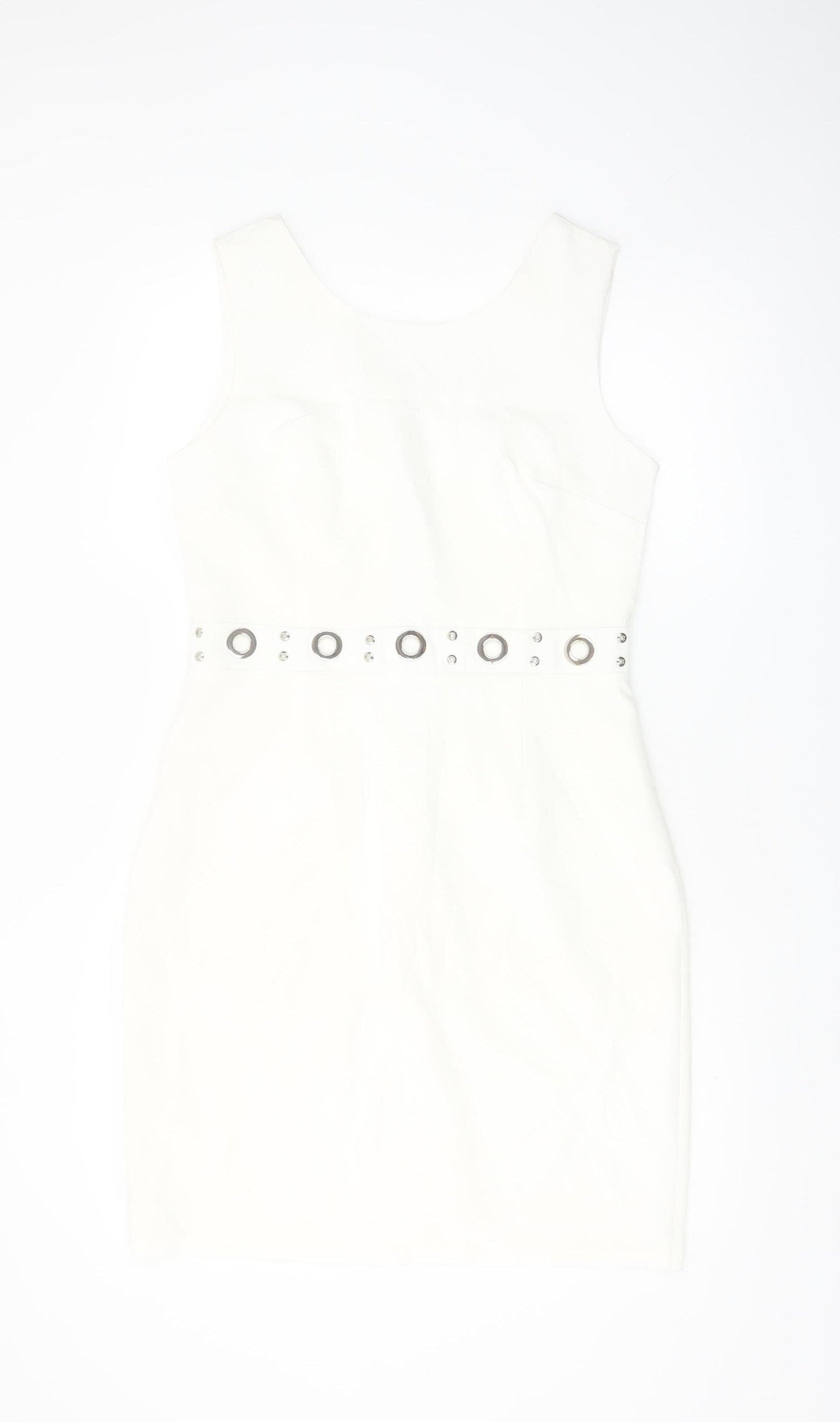 J&J by Afinty Paris Women's White Bodycon Sleeveless Dress M