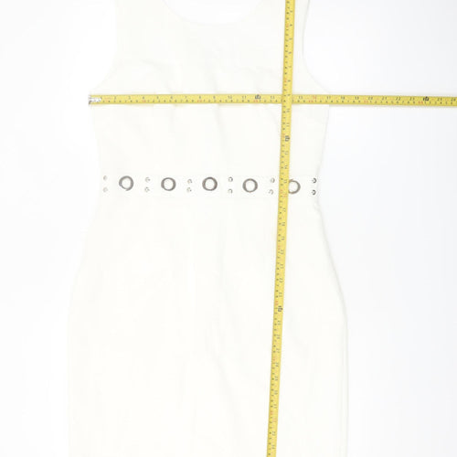 J&J by Afinty Paris Women's White Bodycon Sleeveless Dress M