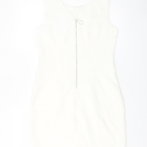 J&J by Afinty Paris Women's White Bodycon Sleeveless Dress M