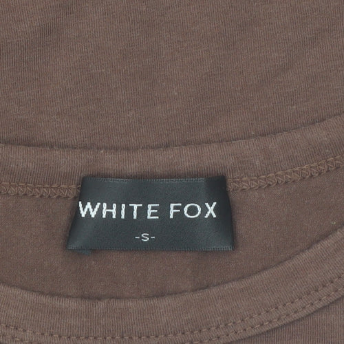 White Fox Womens Brown Cropped Slim Fit Crew Neck T-Shirt S