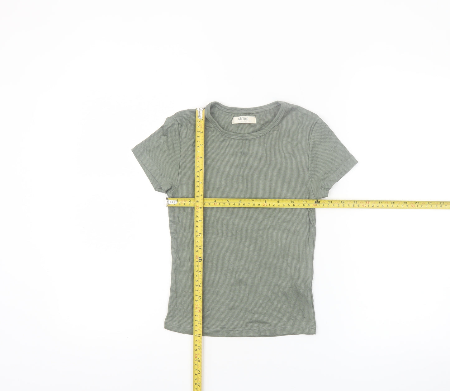 strteen Teens Green Slim Fit Short Sleeve Basic T-Shirt Size 10
