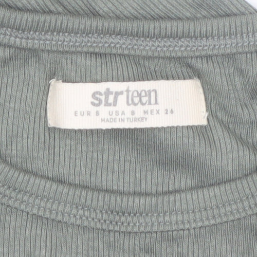 strteen Teens Green Slim Fit Short Sleeve Basic T-Shirt Size 10