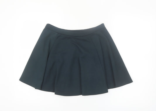 River Island Women's Black Skater Mini Skirt Size 12 Stretch Jersey