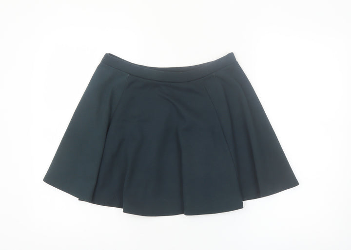 River Island Women's Black Skater Mini Skirt Size 12 Stretch Jersey