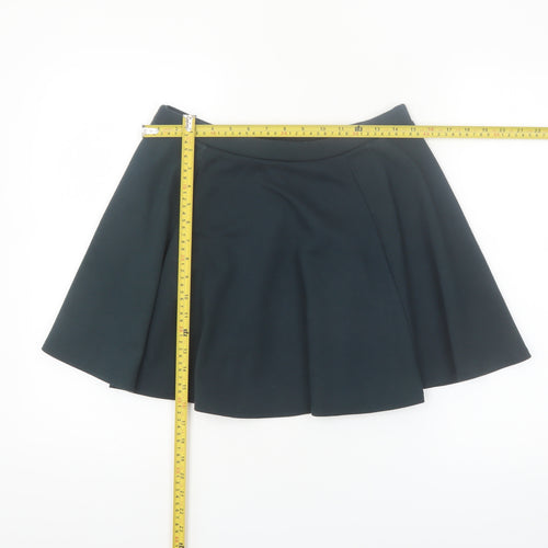 River Island Women's Black Skater Mini Skirt Size 12 Stretch Jersey