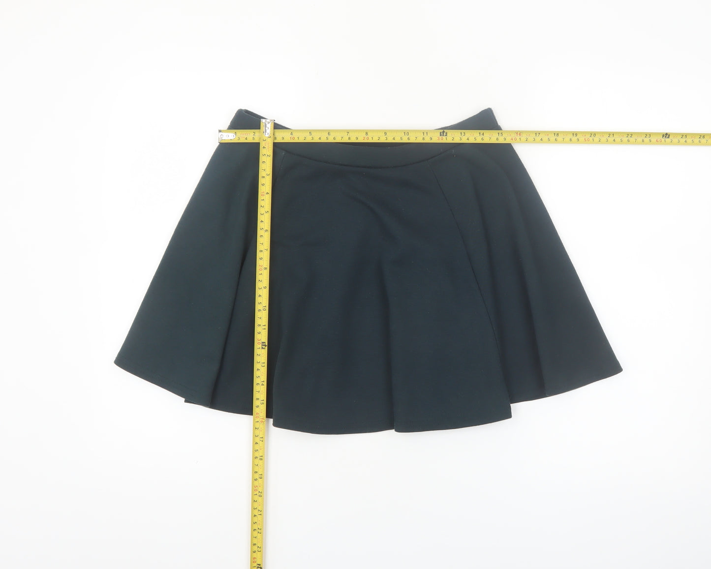 River Island Women's Black Skater Mini Skirt Size 12 Stretch Jersey