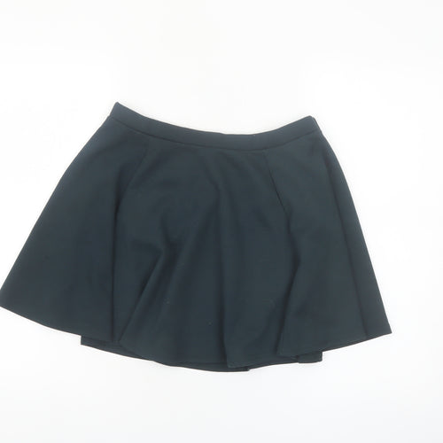 River Island Women's Black Skater Mini Skirt Size 12 Stretch Jersey