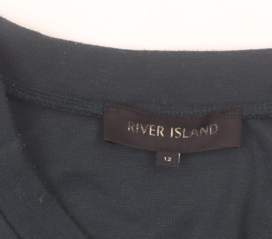 River Island Women's Black Skater Mini Skirt Size 12 Stretch Jersey