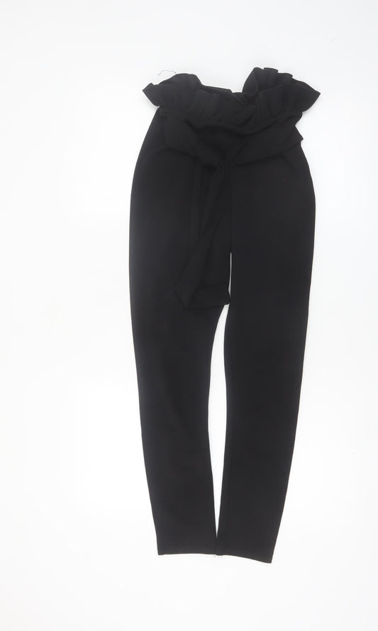 PrettyLittleThing Women’s Black Paperbag High Waist Trousers Size 6