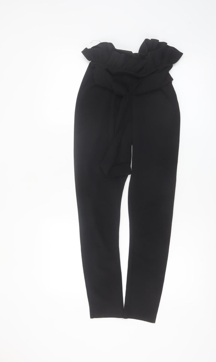 PrettyLittleThing Women’s Black Paperbag High Waist Trousers Size 6