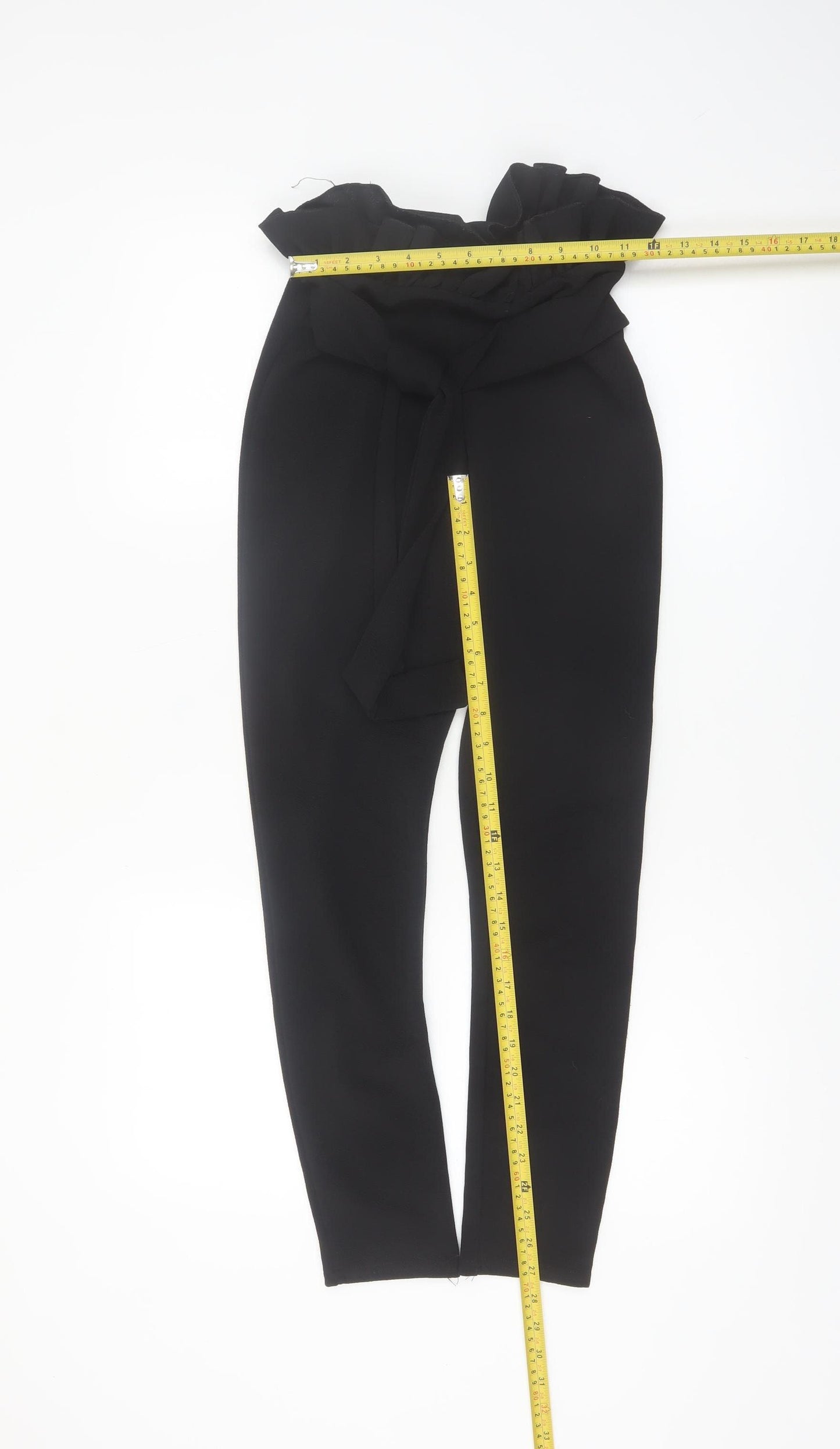 PrettyLittleThing Women’s Black Paperbag High Waist Trousers Size 6