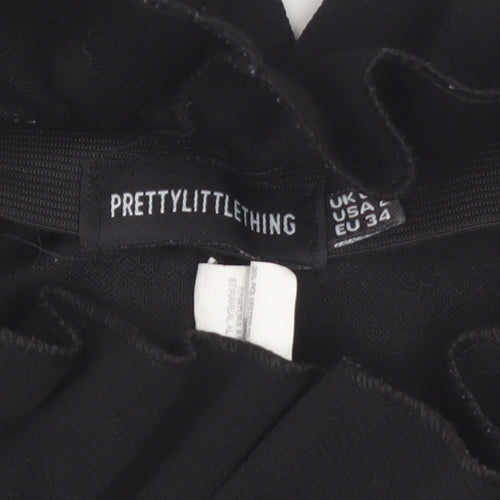 PrettyLittleThing Women’s Black Paperbag High Waist Trousers Size 6