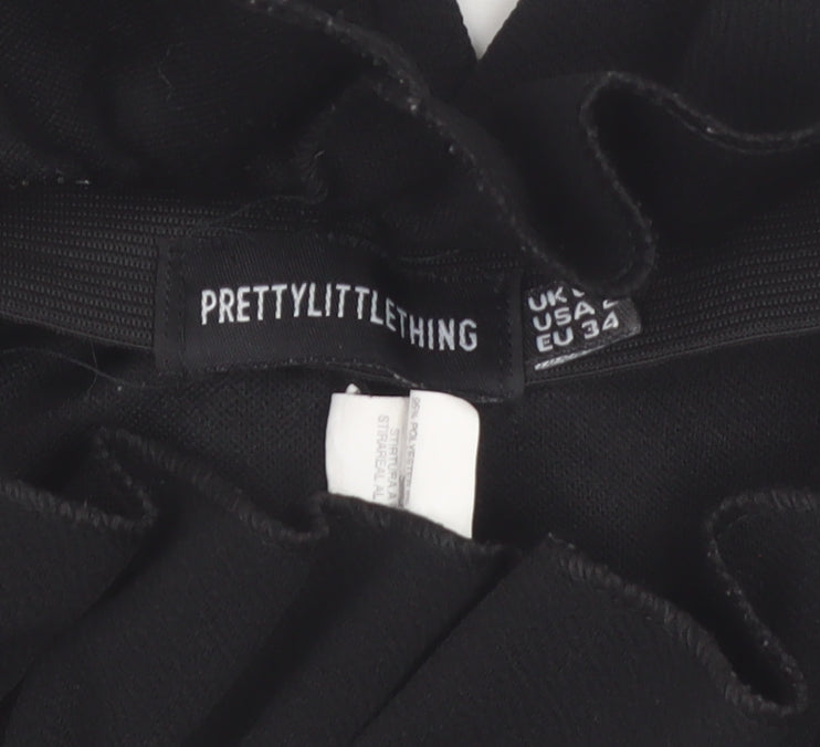 PrettyLittleThing Women’s Black Paperbag High Waist Trousers Size 6