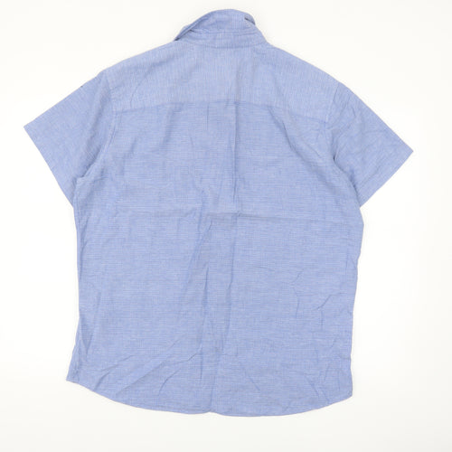 Jack & Jones Men's Blue Cotton Short Sleeve Button-Up Shirt XL