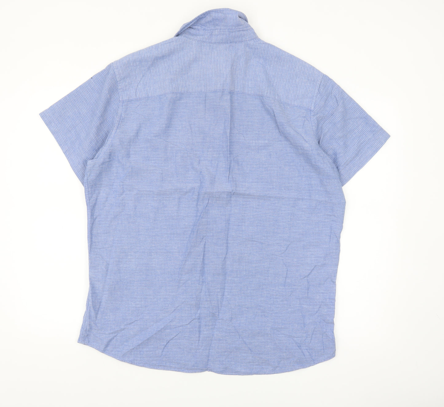 Jack & Jones Men's Blue Cotton Short Sleeve Button-Up Shirt XL