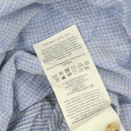 Jack & Jones Men's Blue Cotton Short Sleeve Button-Up Shirt XL