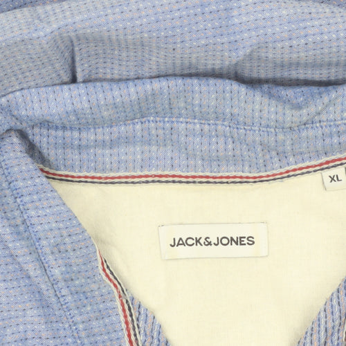 Jack & Jones Men's Blue Cotton Short Sleeve Button-Up Shirt XL