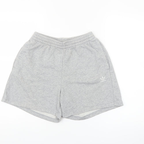 Adidas Womens Grey Sweat Shorts Size 8 Cotton Blend Activewear