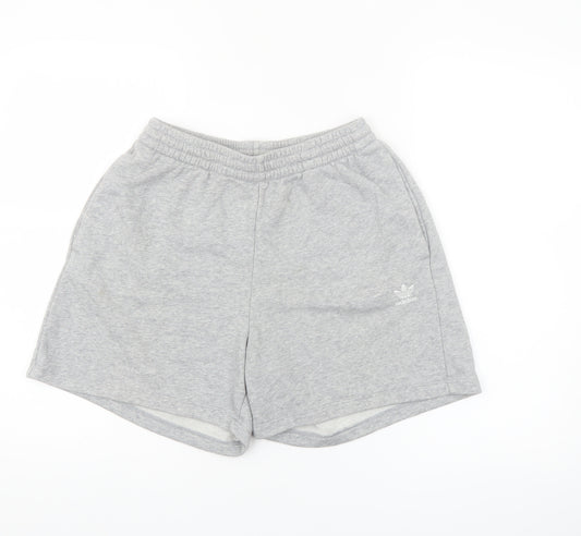 Adidas Womens Grey Sweat Shorts Size 8 Cotton Blend Activewear