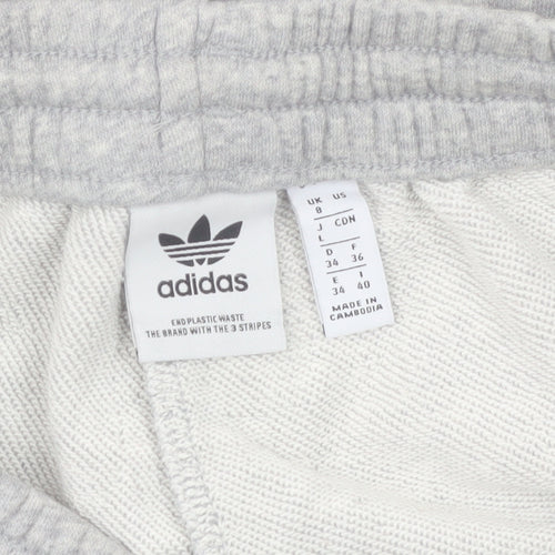 Adidas Womens Grey Sweat Shorts Size 8 Cotton Blend Activewear