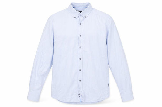 Front view of Bugatti Men’s Blue Long Sleeve Regular Fit Button-Down Shirt S