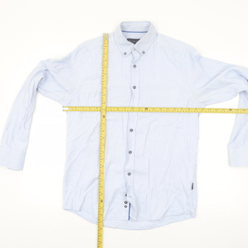 Bugatti Men’s Blue Long Sleeve Regular Fit Button-Down Shirt S